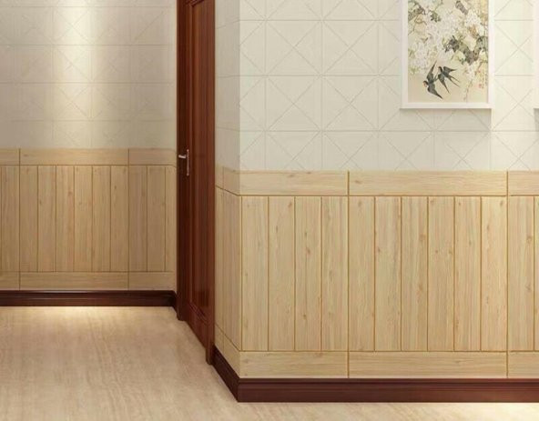 Renkli Duvarlar NW37 Bej Ahşap Kendinden Yapışkanlı 3D Dekoratif Duvar Paneli - 2