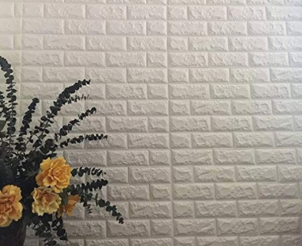Renkli Duvarlar NW01 BEYAZ KENDİNDEN YAPIŞKANLI ESNEK SÜNGER DUVAR PANELİ - 3