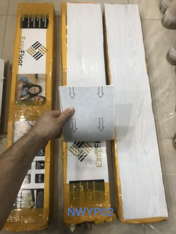 Renkli Duvarlar NWYP02 Açık Gri Budaklı Yapışkanlı Ahşap PVC Yer Döşeme Parkesi - Resim 2