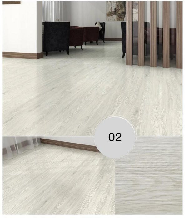 Renkli Duvarlar NWYP02 Açık Gri Budaklı Yapışkanlı Ahşap PVC Yer Döşeme Parkesi - Resim 3