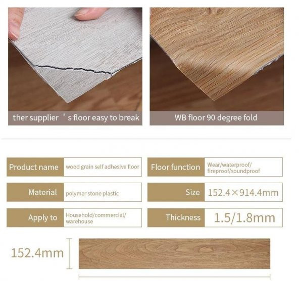 Renkli Duvarlar NWYP02 Açık Gri Budaklı Yapışkanlı Ahşap PVC Yer Döşeme Parkesi - Resim 5