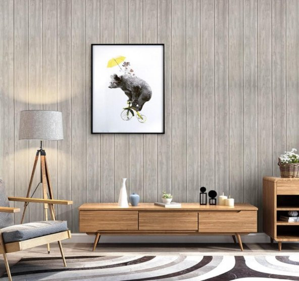 Renkli Duvarlar NW38 AÇIK GRİ AHŞAP KENDİNDEN YAPIŞKANLI ESNEK SÜNGER DUVAR PANELİ - Resim 4