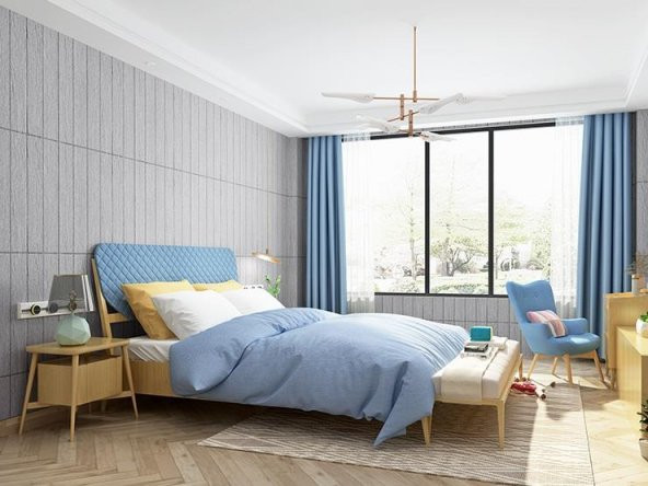 Renkli Duvarlar NW38 AÇIK GRİ AHŞAP KENDİNDEN YAPIŞKANLI ESNEK SÜNGER DUVAR PANELİ - Resim 5