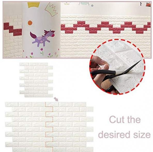 Renkli Duvarlar Kendinden Yapışkanlı 8,5 mm Krem Esnek Sünger Duvar Paneli NW01 - 8