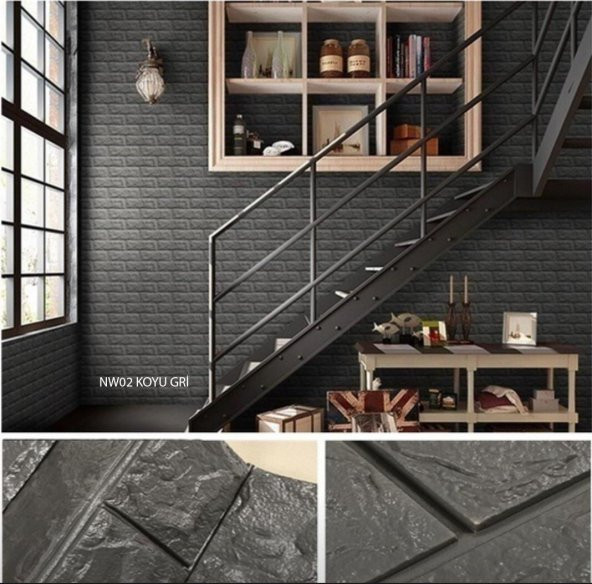 Renkli Duvarlar Gümüş Gri 3D Kendinden Yapışkanlı Duvar Kağıdı Duvar Paneli - 2