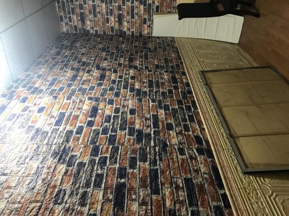 Renkli Duvarlar 3D Lacivert Kiremit Tuğla Desen Kendinden Yapışkanlı  Duvar Paneli - 4