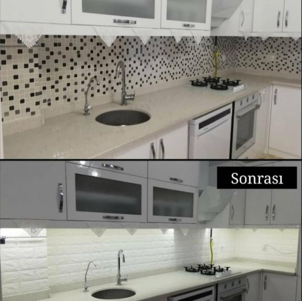 Renkli Duvarlar Kendinden Yapışkanlı 8,5 mm Krem Esnek Sünger Duvar Paneli NW01 - 12