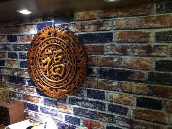 Renkli Duvarlar 3D Lacivert Kiremit Tuğla Desen Kendinden Yapışkanlı  Duvar Paneli - 6