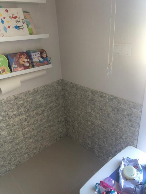 Renkli Duvarlar NW16 Benekli Gri Esnek Sünger Yapışkanlı Duvar Paneli - 4