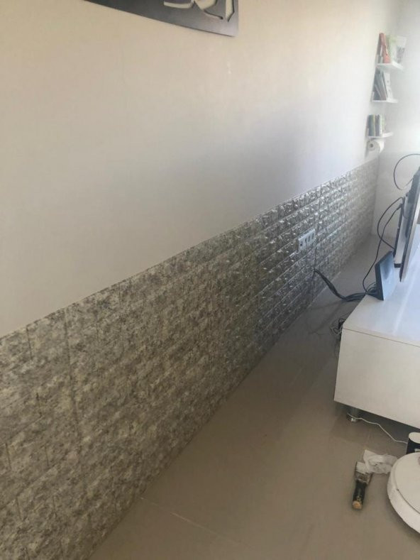Renkli Duvarlar NW16 Benekli Gri Esnek Sünger Yapışkanlı Duvar Paneli - 5