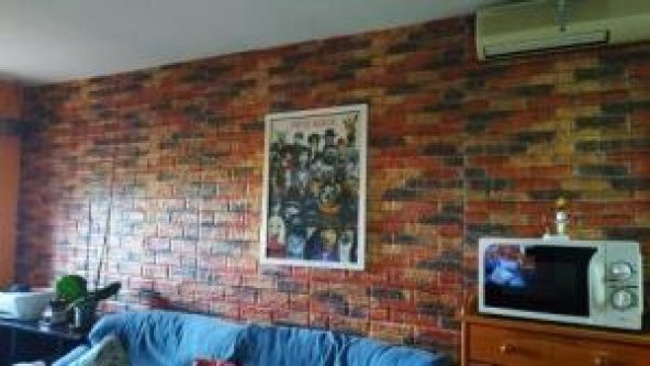Renkli Duvarlar NW62 Kırmızı Siyah Sarı Tuğla Kendinden Yapışkanlı Duvar Paneli - 6