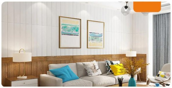 Renkli Duvarlar Beyaz Lambiri 3D Kendinden Yapışkanlı Duvar Kaplama Kağıdı Paneli - 6