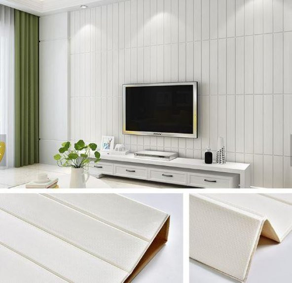 Renkli Duvarlar Beyaz Lambiri 3D Kendinden Yapışkanlı Duvar Kaplama Kağıdı Paneli - 8