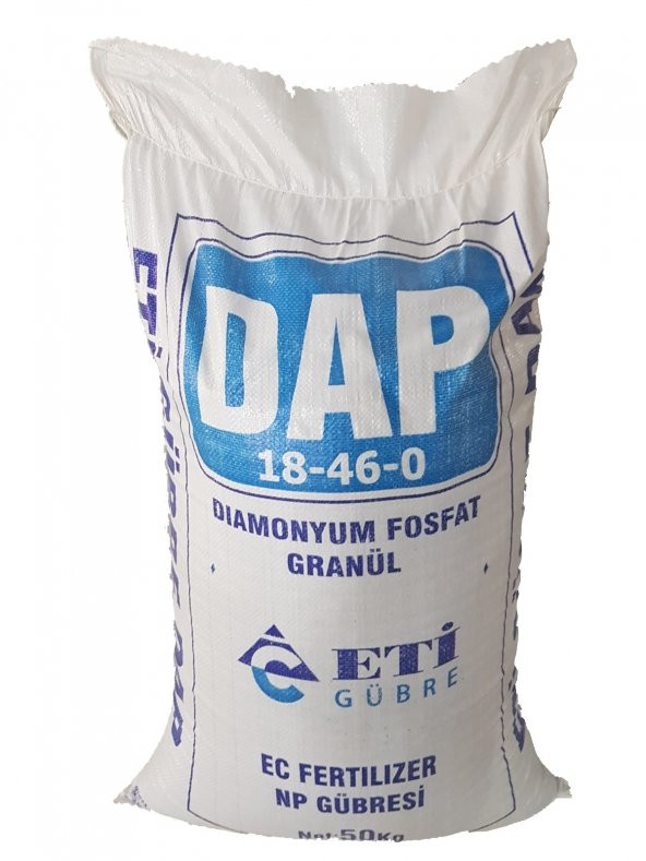 Eti Gübre DAP Diamonyum Fosfat 18 46 0 Azot Fosfor Bitki Meyve Sebze Granül NP Taban Gübresi 50 Kg
