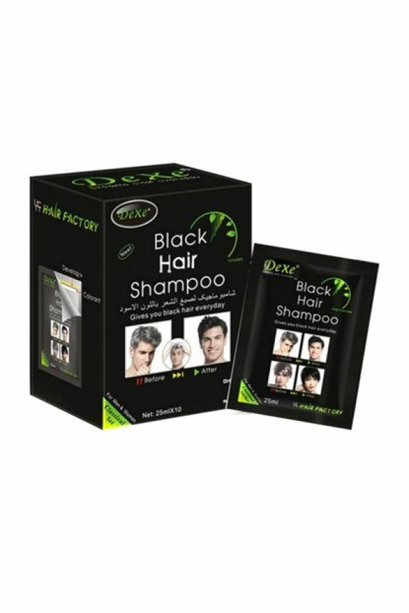 Dexe Black Hair Shampoo 25 ml X10 BEYAZ Saç Kapatıcı Siyah Şampuan - 1