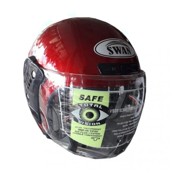 Swan Çenesiz Kask (Kırmızı-Siyah-Beyaz) - 2