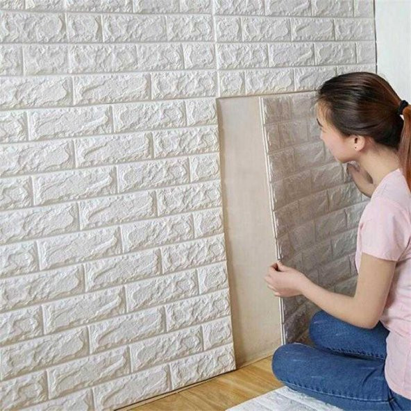Kendinden Yapışkanlı Beyaz Duvar Paneli 3D Duvar Kağıdı