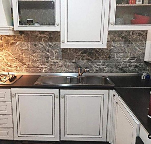 Renkli Duvarlar NW13 Alaca Gri Kendinden Yapışkanlı 3D Dekoratif Duvar Paneli - 4