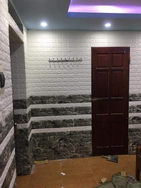 Renkli Duvarlar NW13 Alaca Gri Kendinden Yapışkanlı 3D Dekoratif Duvar Paneli - 9