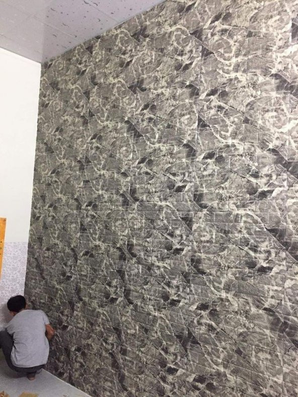 Renkli Duvarlar NW13 Alaca Gri Kendinden Yapışkanlı 3D Dekoratif Duvar Paneli - 10