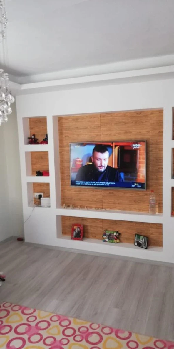 Renkli Duvarlar Ahşap Lambiri Ceviz Rengi Yapışkanlı Duvar Kağıdı 3D Paneli NW84 - 4