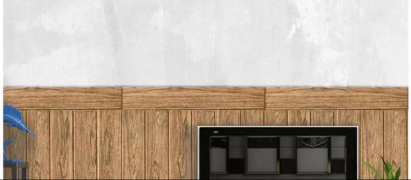 Renkli Duvarlar Ahşap Lambiri Ceviz Rengi Yapışkanlı Duvar Kağıdı 3D Paneli NW84 - 5