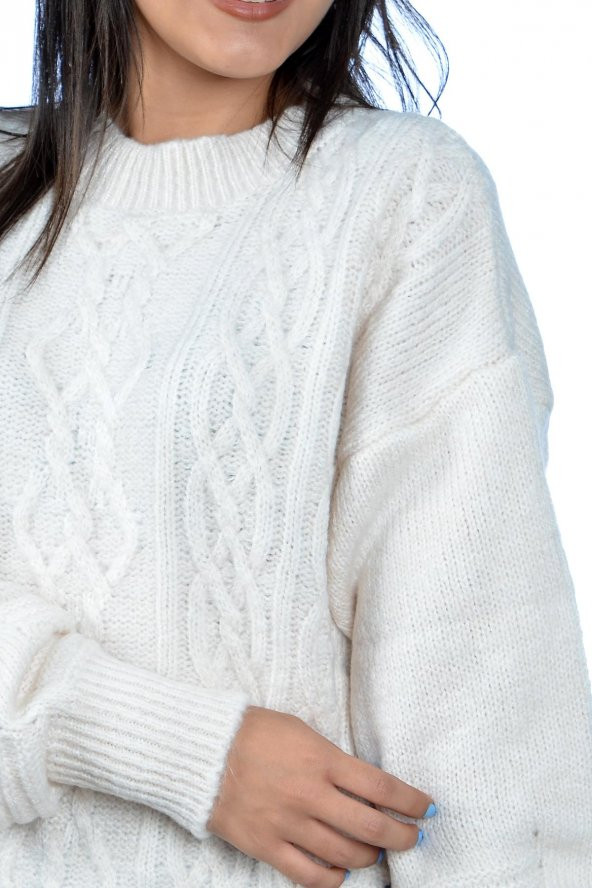 Bisiklet Yaka Yırtmaçlı Bayan Kazak - 5