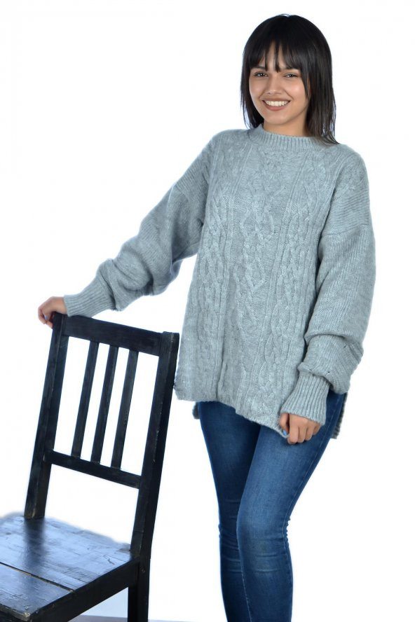 Bisiklet Yaka Yırtmaçlı Bayan Kazak - 6