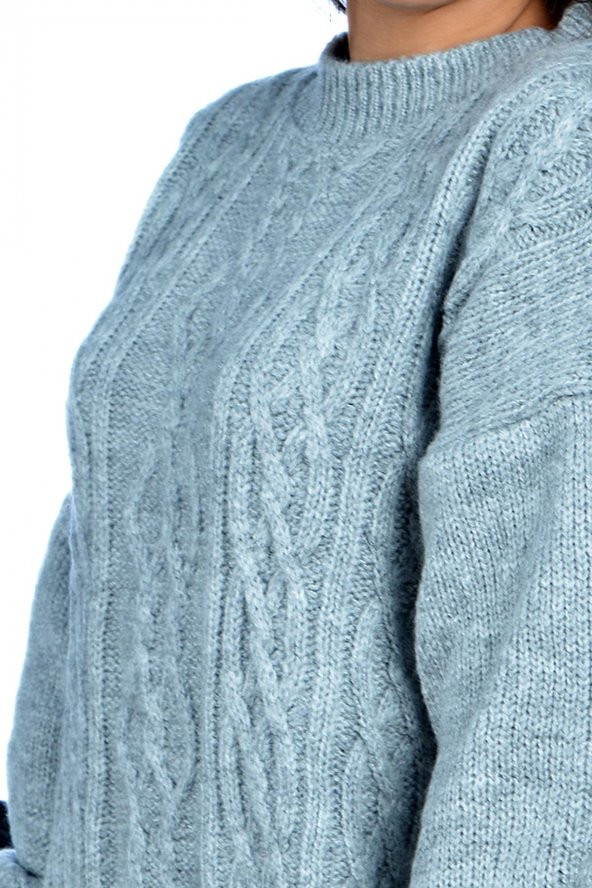 Bisiklet Yaka Yırtmaçlı Bayan Kazak - 9