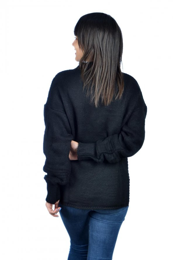 Bisiklet Yaka Yırtmaçlı Bayan Kazak - 12