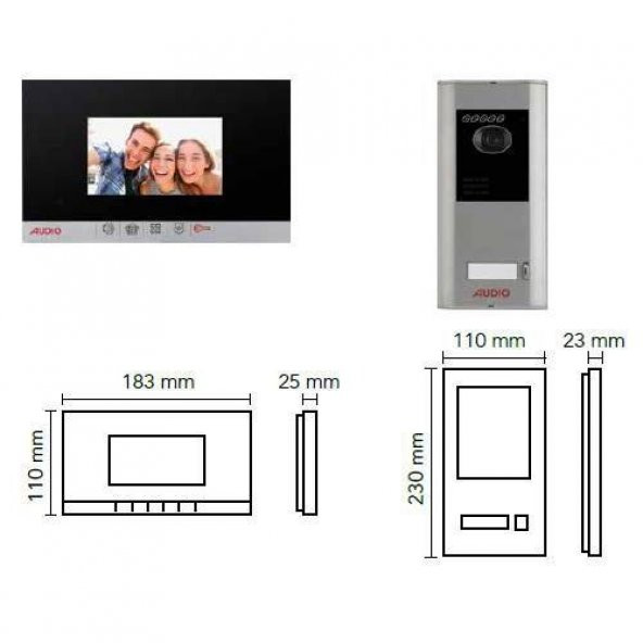 Audio 001460 4.3" Görüntülü Diafon Villa Set Mekanik Butonlu