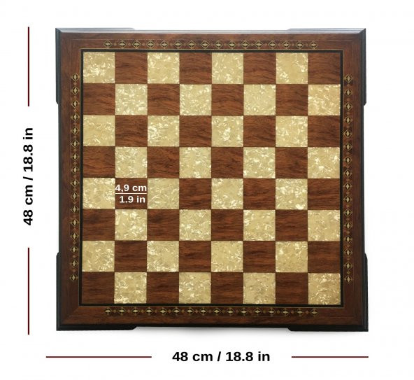 Helena Wood Art El Yapımı Ahşap Satranç Tablası Kızıl - 3