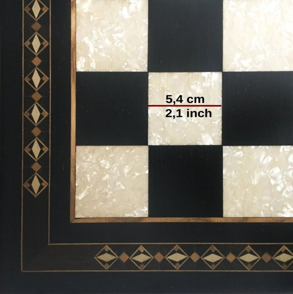 Helena Wood Art El Yapımı Masif Ahşap Sedefli Satranç Tablası 59x59 - 4