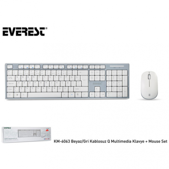 EVEREST KM-6063 BEYAZ/GRI KABLOSUZ Q MULTIMEDYA KLAVYE - 2