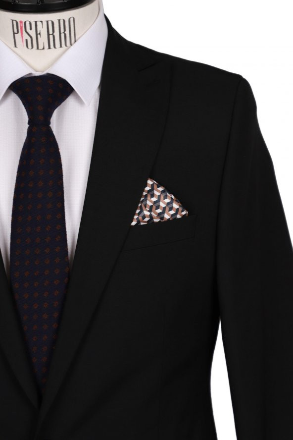 Slim Fit Yünlü Siyah Takım Elbise - 3