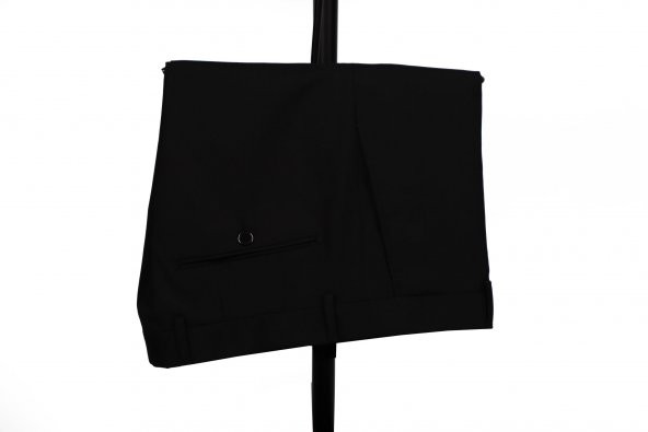 Slim Fit Yünlü Siyah Takım Elbise - 4