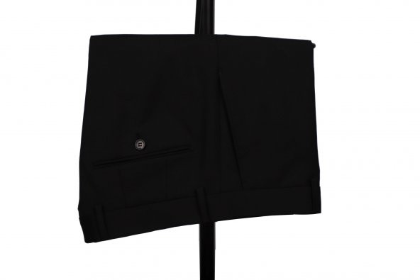 Slim Fit Yünlü Siyah Takım Elbise - 4