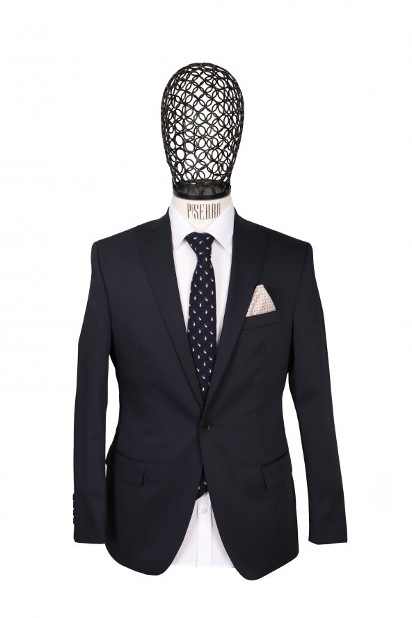 Slim Fit Lacivert Takım Elbise - 2