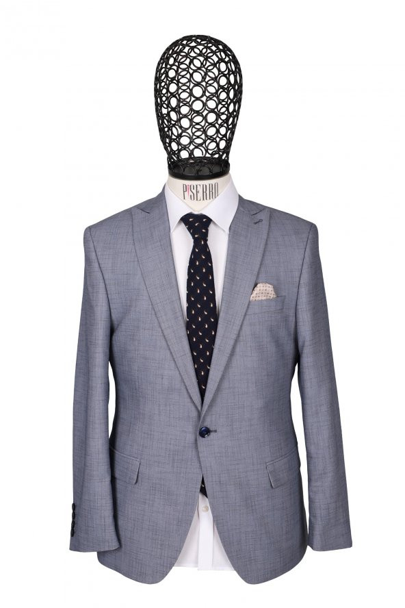 Slim Fit Mavi Takım Elbise - 2