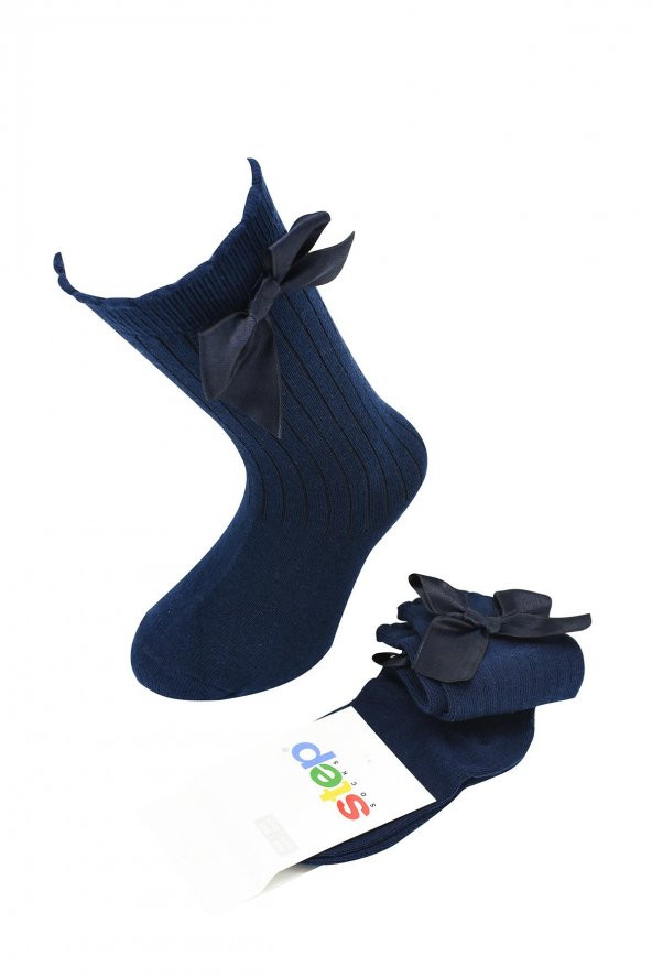 STEP FİYONKLU PAMUKLU KIZ ÇOCUK DİZALTI ÇORAP - 3