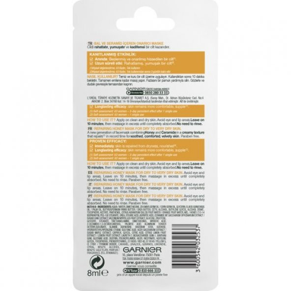 GARNIER SKIN NATURALS ONARICI HONEY MASKE 8ML - 2