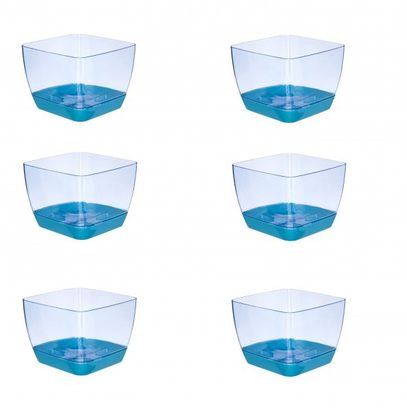Orkide Saksısı, 6lı Set, Kare, 18 cm/Mavi
