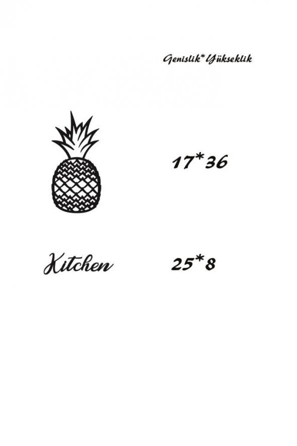 Ananas Duvar Dekoru + Kitchen Yazısı Duvar Süsü Ananas Tablosu - 8