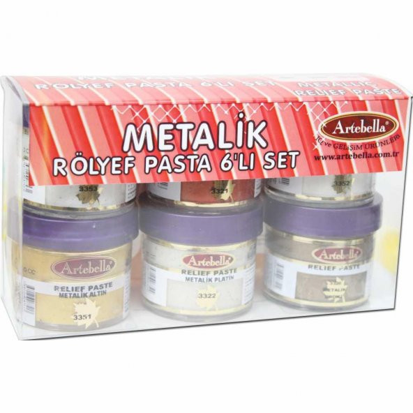 Artebella Metalik Rölyef Pasta ARPM0001 50 cc 6Lı Set-1