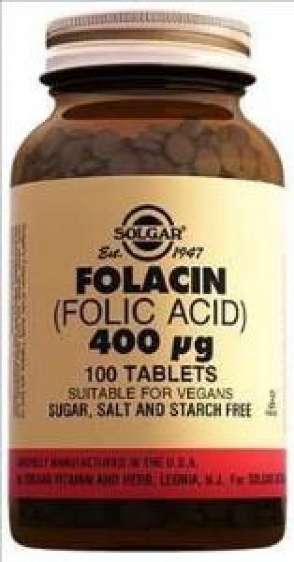 Solgar Folacın(Folic Acid) 400 mcg 100 Tablet