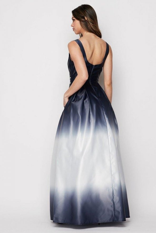Ombre Saten Abiye Elbise - 4