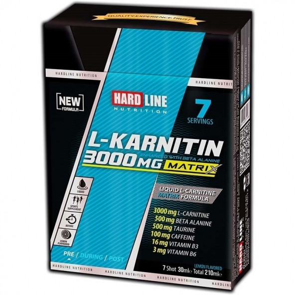 Hardline L-Karnitin Matrix 3000 Mg 7 Ampül Termojenik Etki Formda Kalma Yüksek Hammadde Kalitesi