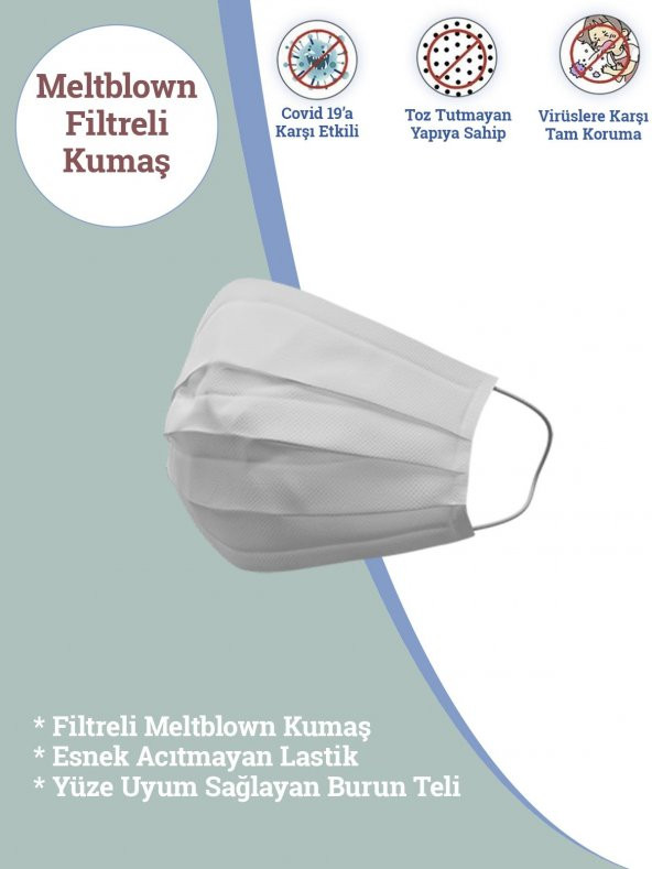 ION Mask Meltblown Çocuk Desenli Full Ultrasonik 3Kat Maske 100Ad - 3