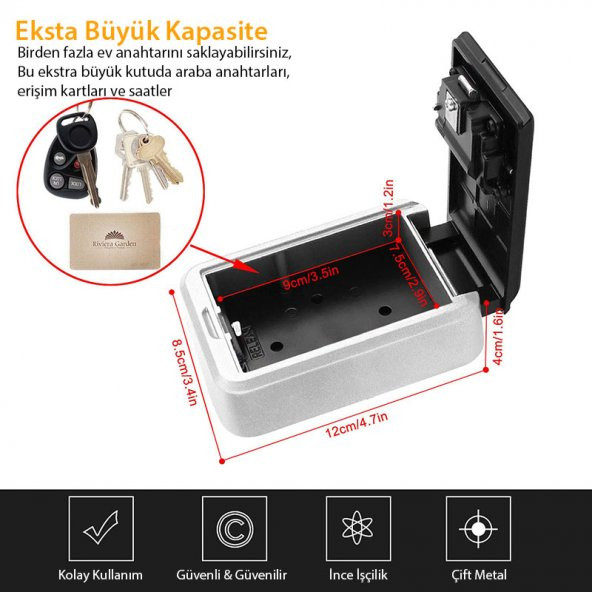 Mühlen Safe Key 6 Şifreli Çelik Kasa Anahtar Kasası Kutusu Anahtarlık - 5