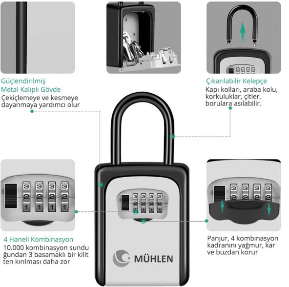 Mühlen Safe Key 4 Şifreli Çelik Kasa Anahtar Kasası Kutusu Anahtarlık - 5